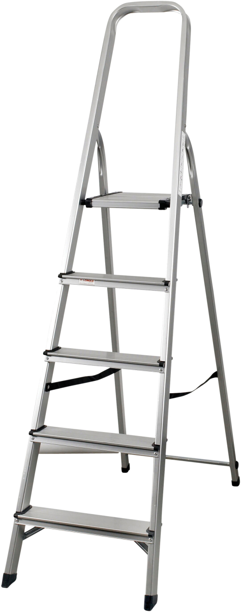 Trappestige 5 trin, aluminium, højde 106 cm - køb til fast lav pris - Lomax A/S