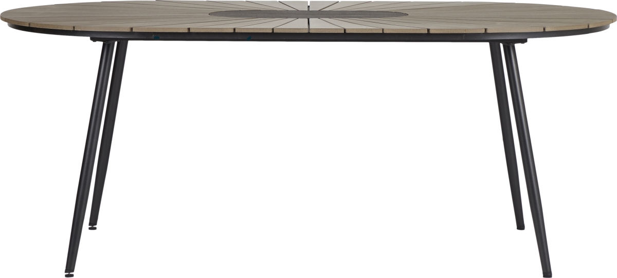 Produktdetaljer på ovalt havebord b103xl195 cm, sort lomax a/s