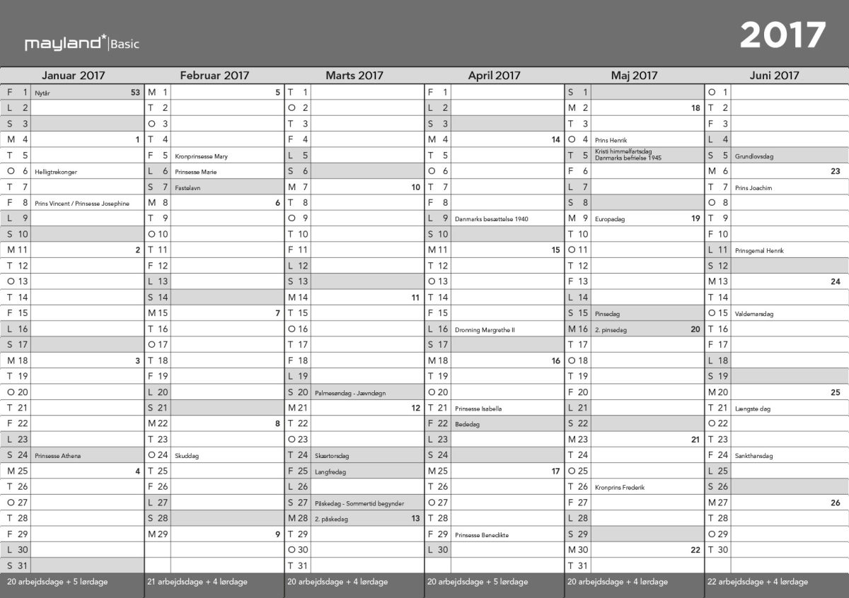 Mayland Basic A4 kontorkalender, FSC Mix - se mere her! - Lomax A/S