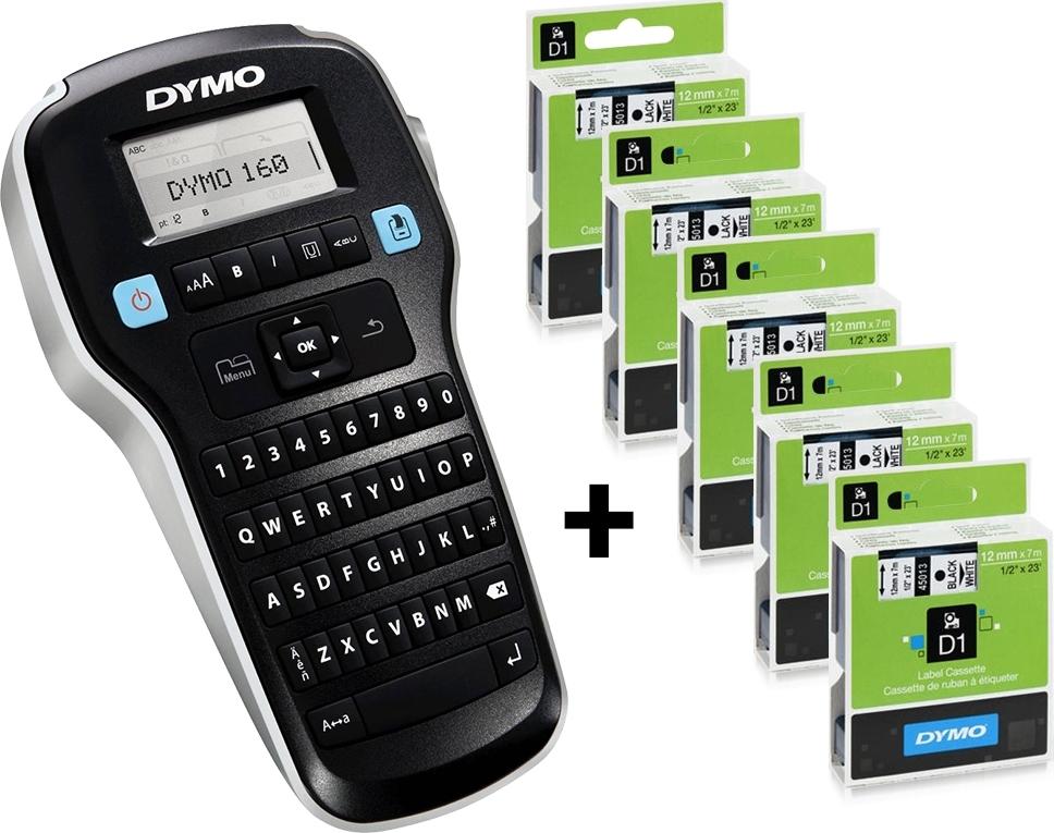 Sampak Dymo LabelManager 160 + 5 stk Dymo D1 tape køb til fast lav