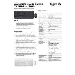 Logitech MK650 Mus/tastatursæt, nordisk, hvid