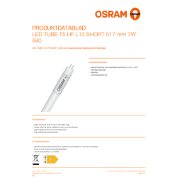 Osram LED Lysstofrør T5 HF, 7W/840, 517 mm