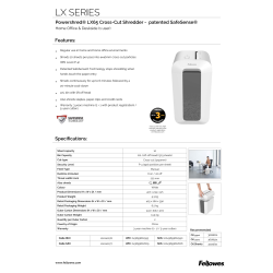 Fellowes Powershred LX65 Cross-Cut makulator, hvid