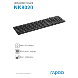 RAPOO Tastatur NK8020, USB-kablet, sort