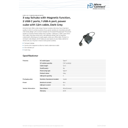 MicroConnect Forlængerledning, 3-stik, USB, 1,5 m