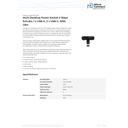 MicroConnect Stikdåse, 2-stik, USB, 1,8 m