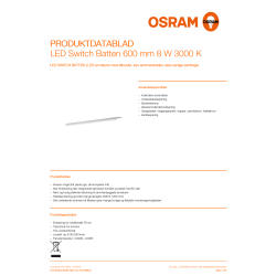 Osram LED Switch Batten, 3000K, 600 mm, 8W