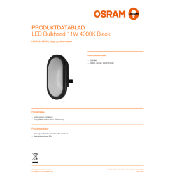 Osram LED-væglampe, sort - 11W, 4000K