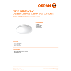 Osram LED-Armatur, Udendørs, Hvid - 24W