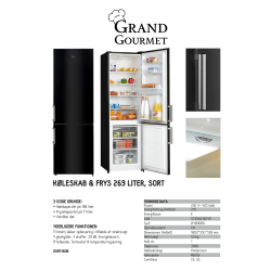Grand Gourmet  Køleskab med fryser - RF180B, 269L
