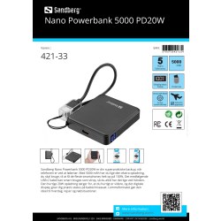 Sandberg Nano Powerbank 5000 mAh - PD20W