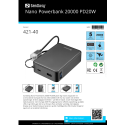 Sandberg Nano Powerbank 20000 mAh - PD20W