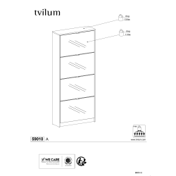 BudgetLine Skoskab m. 4 klaplåger og spejl, hvid