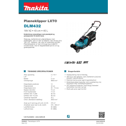 Makita Plæneklipper LXT 18V, 43 cm., inkl. batt.