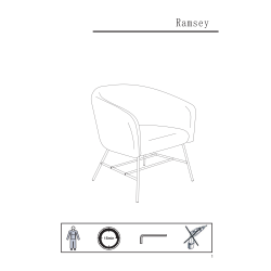 Ramsey lænestol, Metal/Stuart stof, Lysegrå