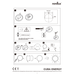 Nordlux Cuba Energy Round væglampe, Sort
