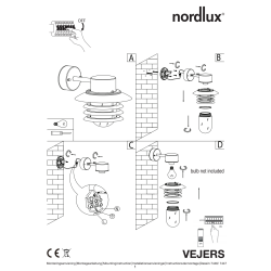 Nordlux Vejers down væglampe, Galv