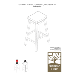 NordicLine Barstol, eg, polstret, natur/sort, H75