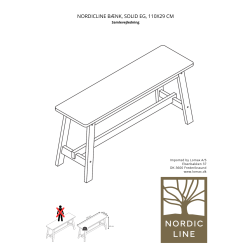 NordicLine Bænk, solid eg, 110x29 cm