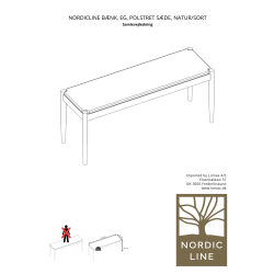 NordicLine Bænk, eg, polstret sæde, natur/sort