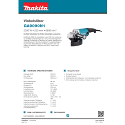 Makita Vinkelsliber 230mm, 2200W, GA9090N1