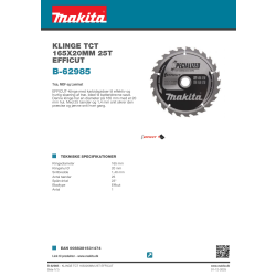 Makita Efficut-savklinge, Ø165mm, 25T