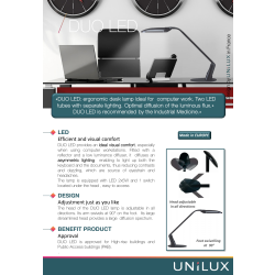 Unilux Duo LED lampe med bordfod, sort