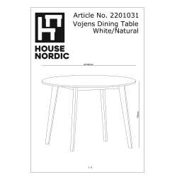 Vojens Spisebord, hvid/natur, Ø105x75 cm