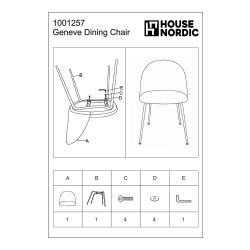 Geneve Spisebordsstol, velour, grå m. sorte ben