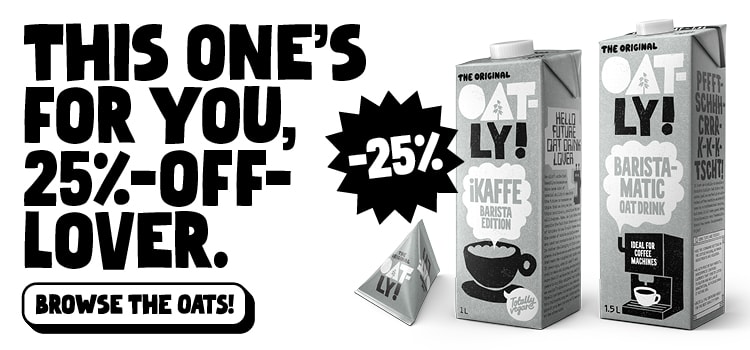 Topbanner til Oatly kampagne - spar 25%