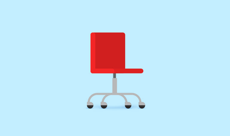 Rød kontorstol på turkisblå baggrund