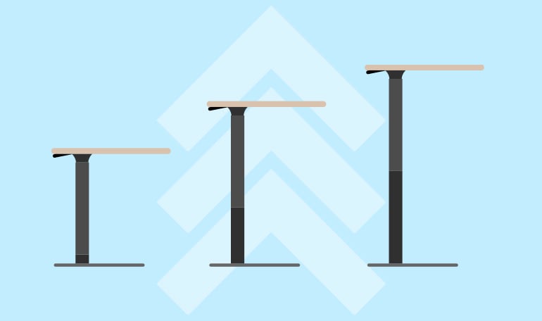 Tre hævesænkeborde i forskellige højder