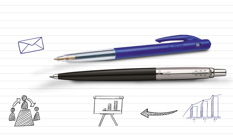 BiC M10 og Parker Jotter penne