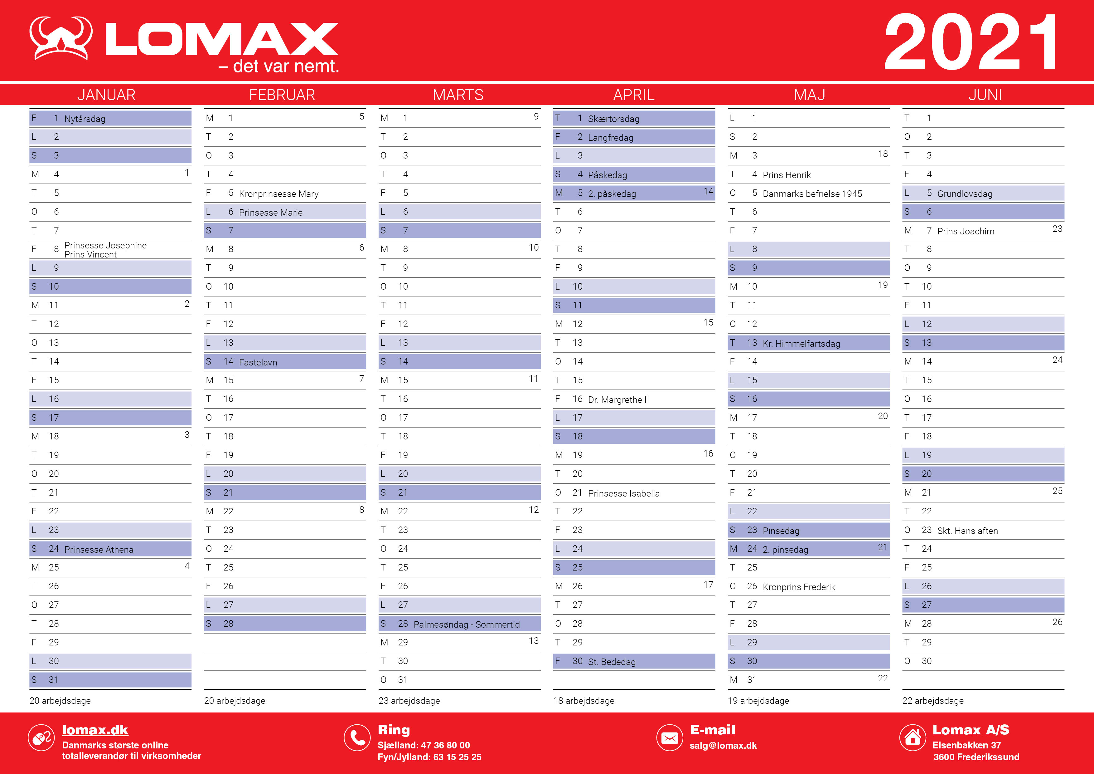 2021 - Print Selv Kalender | Lomax