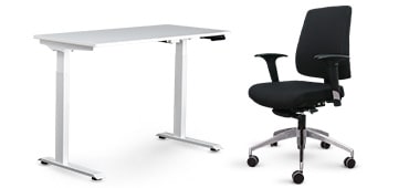 Small hæve/sænkebord og Merano kontorstol