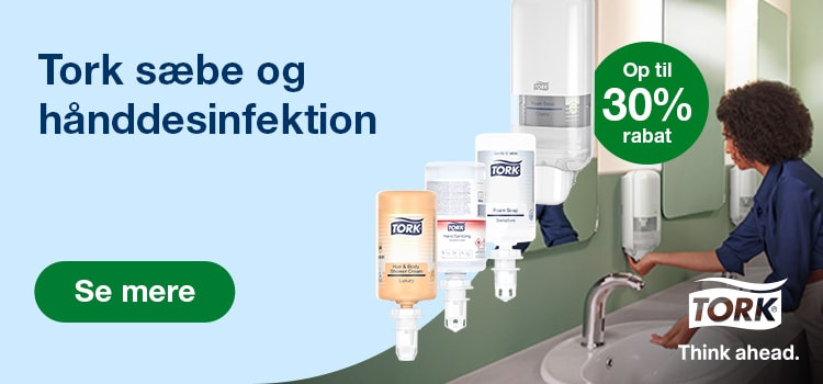 Tork kampagnebanner med info om renlighed på toiletter