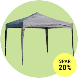 Easy Up Pavillon 3x3 m. med buretape, Grå