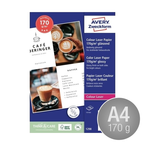 Avery laser fotopapir, glossy, A4/170g/150ark