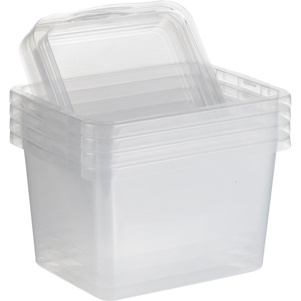 Basic plastboks inkl låg, 15 liter, Klar