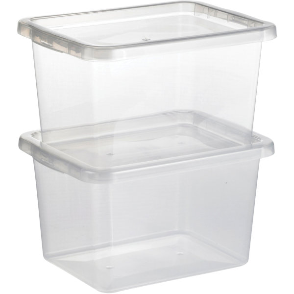 Basic plastboks inkl låg, 15 liter, Klar