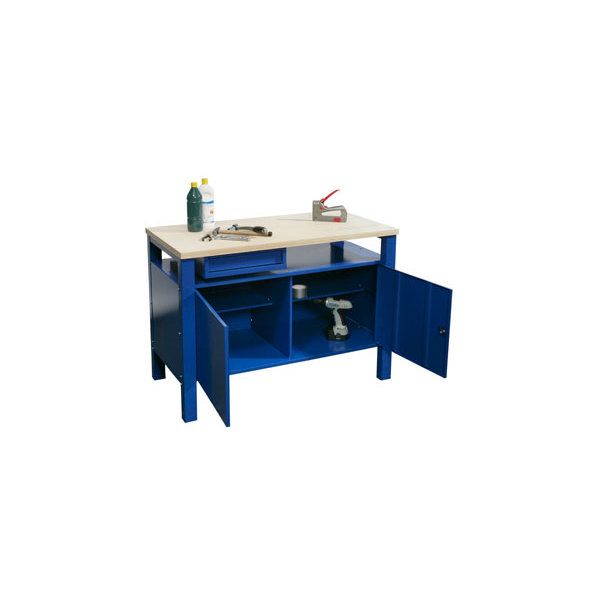 Basic arbejdsbord - 1 x skuffe/2 x underskab, Blå