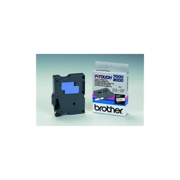 Brother TX-151 labeltape 24mm, sort på klar