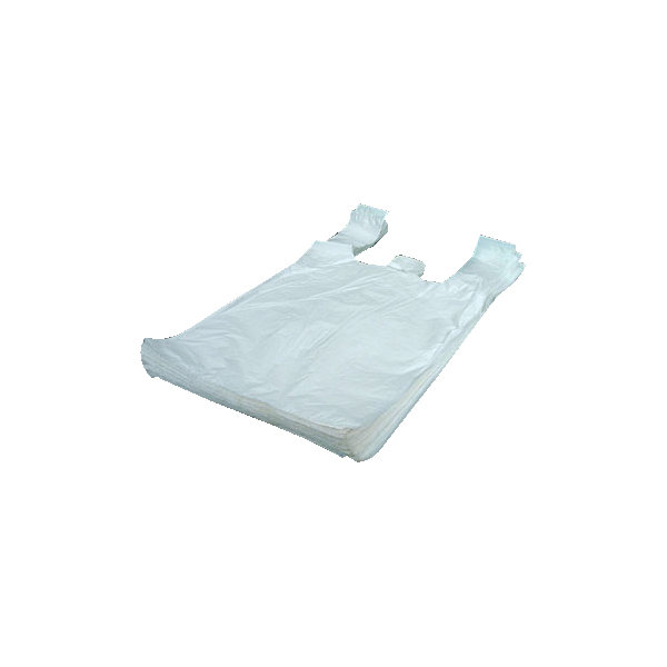Bærepose plast  46x54 cm, T-Shirt model, hvid