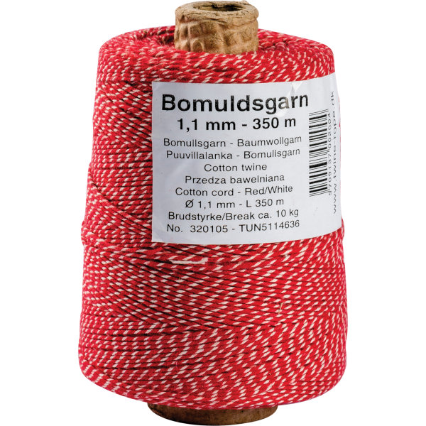 Dokumentgarn | 1,1 mm | 350 m | Rød/hvid