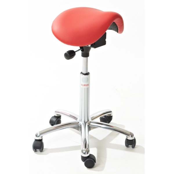 CL Dalton sadelstol, rød, kunstlæder, 58-77 cm