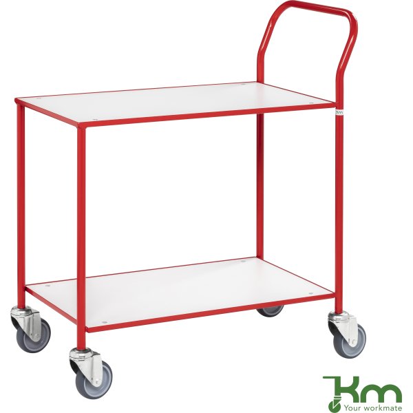 Rullebord - 2 hylder, 840x430x970, Rød/Hvid