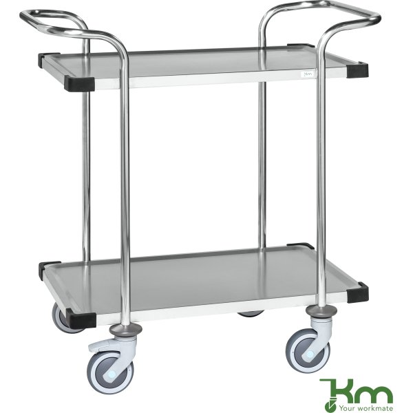 Highline Rustfrit Rullebord, 2 hylder,900x600x1000