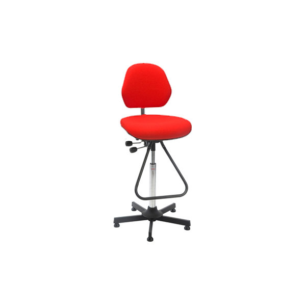 Aktiv arbejdsstol m/ fodbøjle, rød, stof