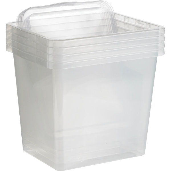 Basic plastboks inkl låg, 31 liter, Klar