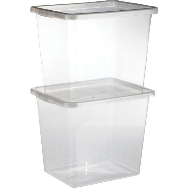 Basic plastboks inkl låg, 31 liter, Klar